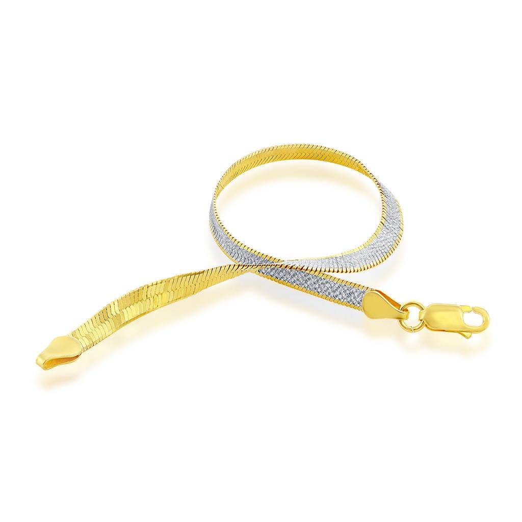 Herringbone Chain Necklace (4.2mm) 7 Inch length | Italian, Reversible Two-Tone Herringbone Chain for Women
