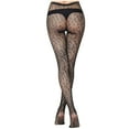 thumbnail image 3 of Lovskoo 2024 Women's Patterned Fishnet Tights High Waist Pantyhose Floral Sheer Stockings Black-M, 3 of 5