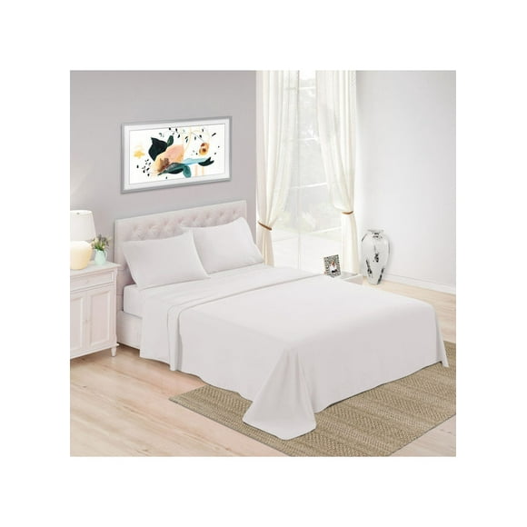 3Piece 500 Thread Count 100 Cotton rich Solid Luxury Queen Bedsheet Set includes 1xFitted Sheet 59x7916 inch 2xPillow Cover Cotton White Queen