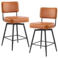 thumbnail image 3 of Tcbosik Swivel Bar Stools Set of 2, Armless PU Leather Kitchen Counter Height Barstool with Removable Backrest and Metal Legs, Upholstered Bar Chair, Easy Assembly, Brown, 3 of 10