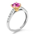 thumbnail image 3 of Gem Stone King 2.95 Ct Pink Created Sapphire G/H Lab Grown Diamond 10K White Gold Engagement Ring with Yellow Gold Prongs (Size 6), 3 of 4