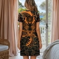 thumbnail image 3 of SEANATIVE Women's Short Sleeve Nightgown Nightdress Button Down Nightgown Chic Housewear Sleep Wear Summer House Robe Lightweight Housewear Sleepshirts, S, Chinese Dragon Print Black, 3 of 7