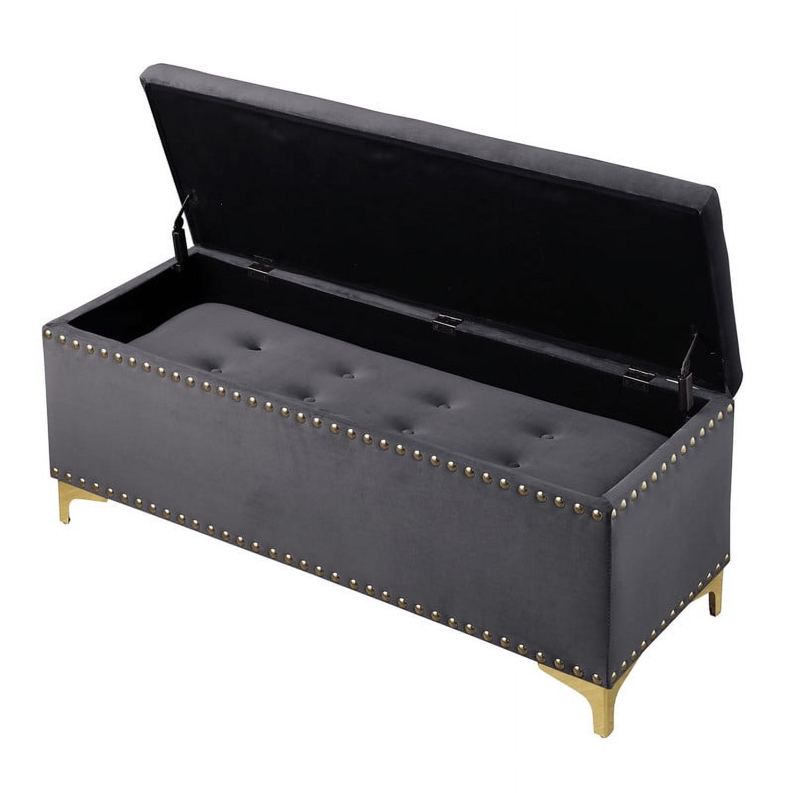Aukfa 2-in-1 48 Inches Storage Ottoman Benches Set, Upholstered Storage Chest, Footrest for Living Room, Bedroom, Entryway, Dark Gray