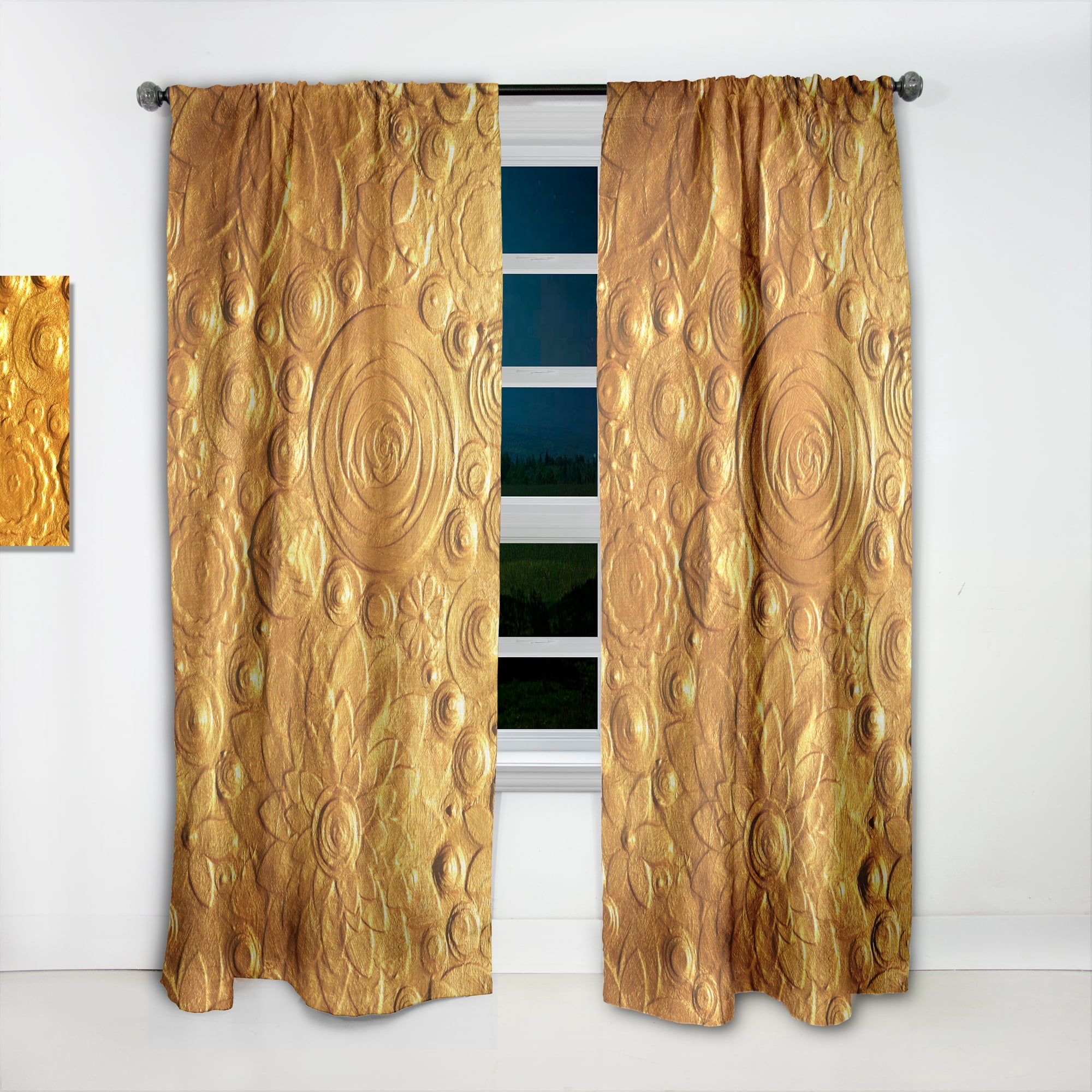 Designart 'Moods Yellow XXIII' Floral Curtain Panel