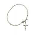 thumbnail image 2 of 5 3/4 inch Oval Eye Hook Bangle Bracelet w/ Crucifix in Sterling Silver, 2 of 3