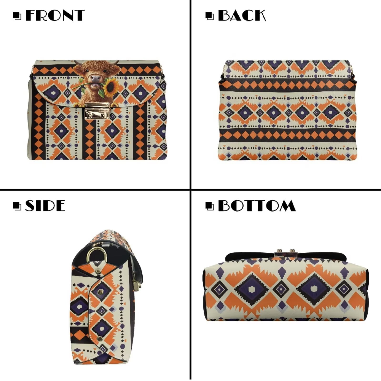 Pzuqiu Aztec Tribal Crossbody Leather Bags for Women Vintage Functional Lightness Woman Crossbody Bag with Chain Strap Trendy Minimalist Exquisite Gifts for Women