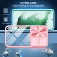 thumbnail image 3 of Allytechgroup Galaxy S22 Plus Clear Case with Tempered Glass Screen Protector, Sliding Camera Lens Protector Anti-Yellow Shockproof Rugged Slim Fit Shell Cover for Samsung Galaxy S22 Plus, Pink, 3 of 7