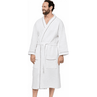 Ben Kaufman Kimono Bathrobes - 100% Cotton Shawl Collar Spa Robes with Monogram Options - Soft & Luxury Gifts for Men & Women, Waffle Style - Plain, Pack of 1