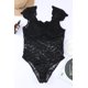 thumbnail image 2 of ABPHQTO Body de mujer con cuello cuadrado festoneado de encaje floral negro, 2 of 5