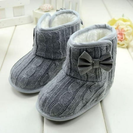 Iuhan Baby Bowknot Soft Sole Winter Warm Shoes