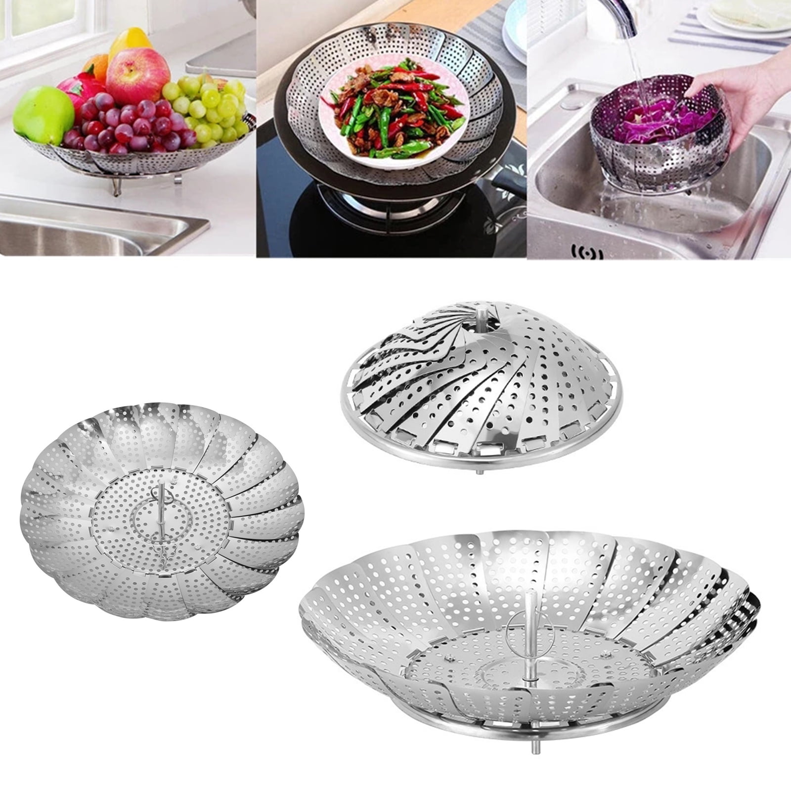 Pro Chef Kitchen Tools Stainless Steel Vegetable Steamer Basket - Set of 2  Collapsible Folding Steamers to Fit All Instant Pot Pressure Cookers and  Stove Top Pots for Perfect Veggies – Pro