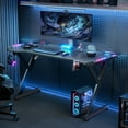 thumbnail image 5 of HLDIRECT 40 inch Gaming Desk with LED Lights, Ergonomic Gaming Table, Computer Desk, Black, 5 of 6
