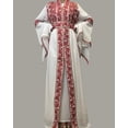 thumbnail image 1 of Eve Red Tatreez Embroidered Palestinian Kaftan Thobe (3 Piece Set), 1 of 1