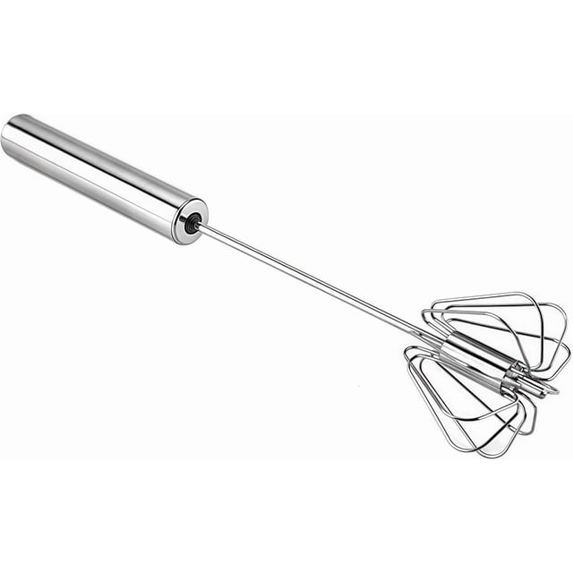 Batidor de Huevos Manual de Acero Inoxidable con Mecanismo Rotatorio de Presión para Cocina y Repostería (30 cm)