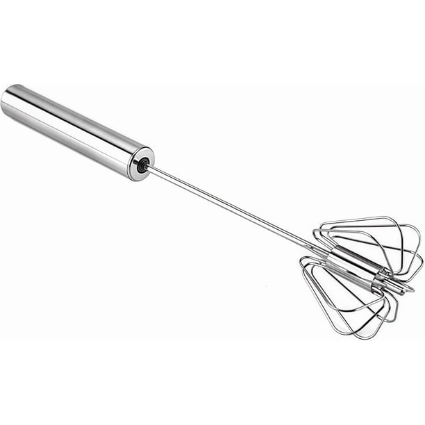 Batidor de Huevos Manual de Acero Inoxidable con Mecanismo Rotatorio de Presión para Cocina y Repostería (30 cm)