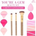 thumbnail image 2 of 21pc Beauty Set Glam Gem Rhinestone Handle Brush Collection with Assorted Blender Sponge Wedge Cosmetic Application Tools Kit for Face, 2 of 5