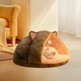 thumbnail image 5 of Plush Semi Enclosed Cat Bed, Calming Nest, Self-Warming Cave, Cozy Pod for Indoor Cats or Small Dogs, Removable Washable Cove With Non-Slip Bottom,15.75x17.72 in （Gray）, 5 of 6