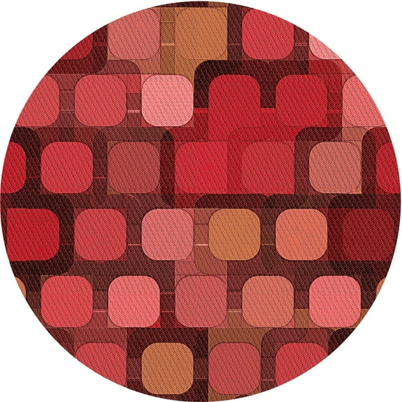 Ahgly Company Indoor Square Patterned Grapefruit Red Area Rugs, 3' Square
