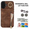 thumbnail image 5 of For iPhone 16 Case RFID Blocking Ring Kickstand Retro Leather+TPU Anti-fall Phone Cover - Blue, 5 of 5