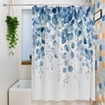 thumbnail image 3 of Blue Eucalyptus Leaves Waterproof Shower Curtain, Large 72"x84" Washable Polyester Fabric Shower Curtains for Bathroom, Summer Botanical Weeping Decorative Bathtub Curtain Sets with Hooks, 3 of 9