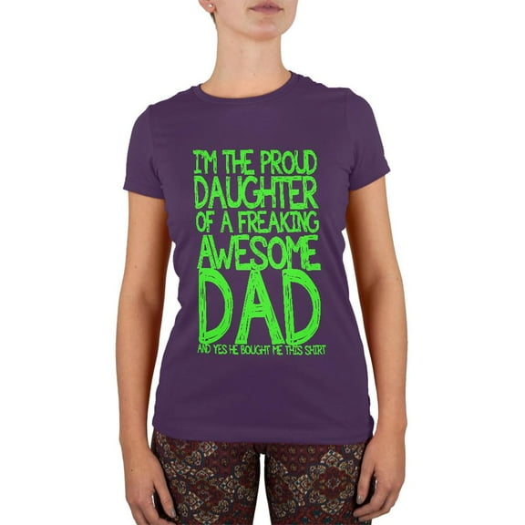Daughter Awesome Dad Funny Purple Juniors Soft T-Shirt - X-Large