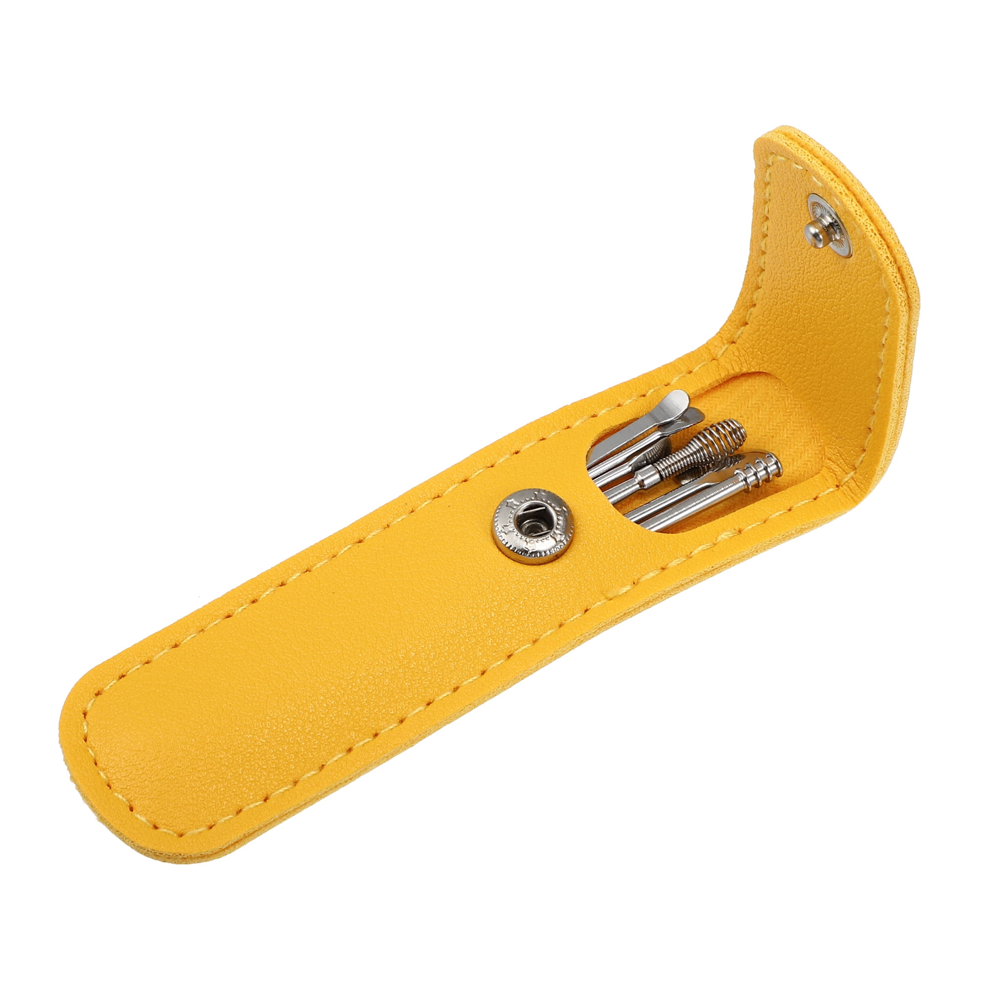 6Pcs Stainless Steel  Ear Cleaner Ear Care Set Ear Cleansing Tool with  Yellow Faux Leather Packaging