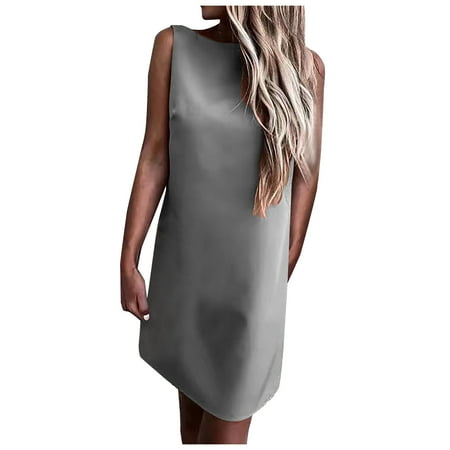 

Wedding Guest Dresses for Women Sexy Dresses for Women Women s Plain Color Sleeveless Fashion Backless Skirt Dress on Clearance Sundresses for Women Birthday Dresses for Women Sexy Gray M