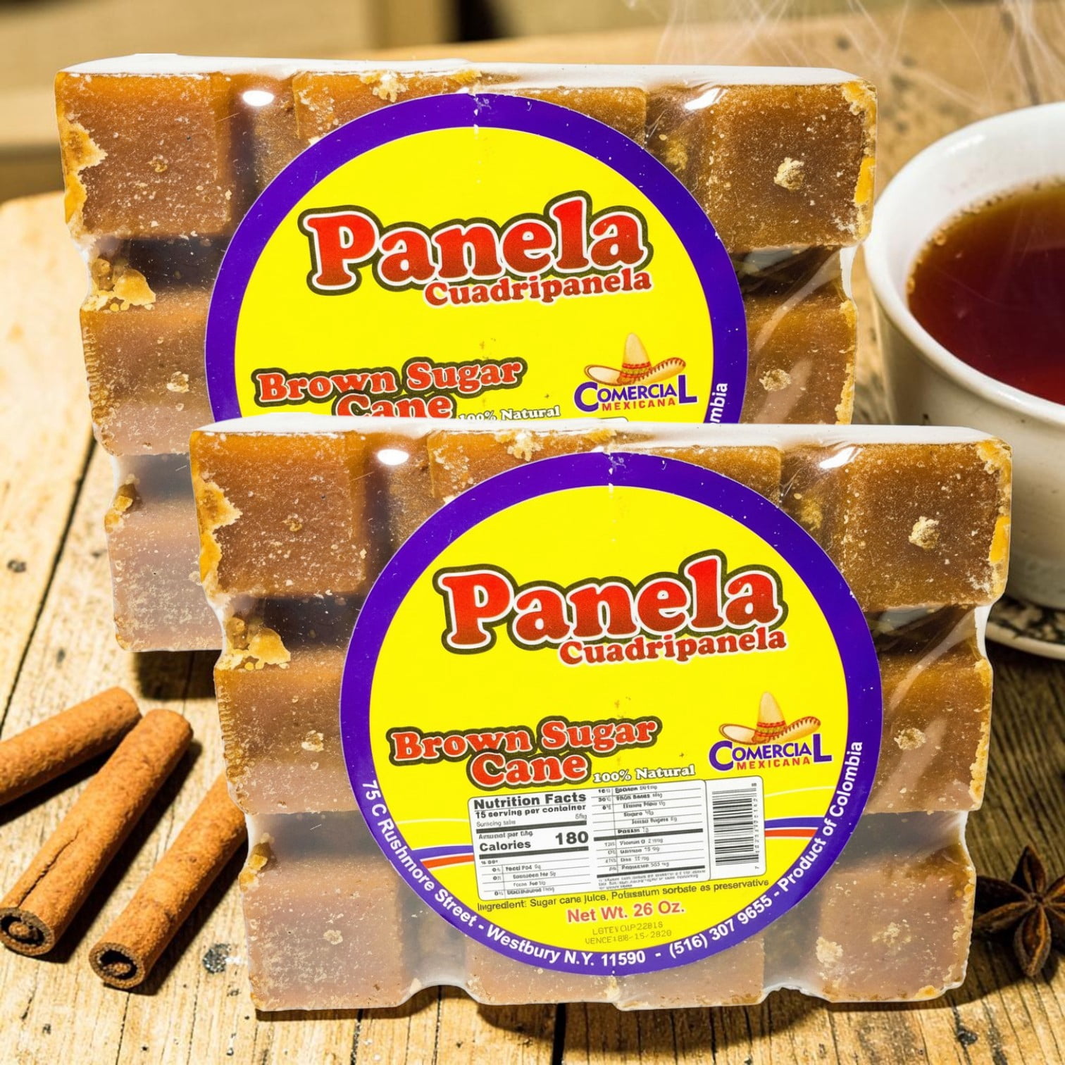 Cuadripanela Colombian Panela - Pure Unrefined Cane Sugar, 26 oz (Pack of 2)
