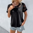 thumbnail image 4 of Camiseta femenina, camiseta de manga corta con empalme de encaje para mujer, camiseta femenina con empalme de encaje, camiseta femenina de alta precisión y funcionalidad, 4 of 8
