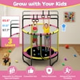thumbnail image 6 of Mini Round Trampoline for Kids with Basketball Hoop, SEGMART 55'' Indoor Outdoor Toddler Trampoline with Enclosure Net, Swing, Sandbag, Ring, Ocean Balls, Small Trampoline Gift for Boys Girls, Pink, 6 of 11