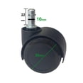 thumbnail image 3 of 4/pk Dia 2 inches Black Soft PU Cover Hard Nylon Swivel Chair Wheels Universal Replacement Castors With M10 Stem, 3 of 3
