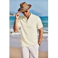 thumbnail image 4 of COOFANDY Men Casual Henley Tee Shirt Short Sleeve Band Collar Summer Beach Textured T-Shirt, 4 of 7