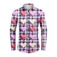 thumbnail image 4 of Fgvctg Mens Button Down Shirt Valentine's Day Long Sleeve Cotton Blouses Collared Plus Size Date Day Love Heart Print Shirt Fashion Business Casual Outfits Light Purple XL, 4 of 4