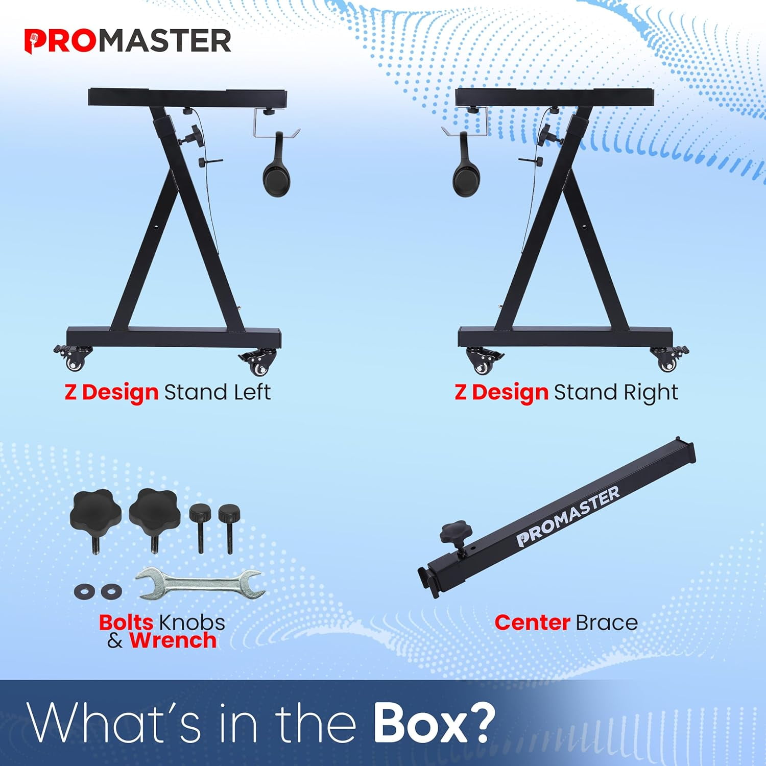 Z-Design Keyboard Stand - Adjustable 20-34 Inches, Portable and Universal with Foam-Padded Arms - Z Style Design for Digital Pianos - Black