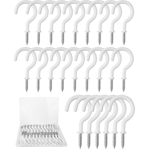 Screw Hooks for Hanging, 24 Pcs 2.9 Inches Cup Hooks Screw in, Small Screw in Hooks Great for Indoor and Outdoor Use by