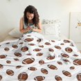 thumbnail image 3 of Football Icon White Pattern Soft Sherpa Fleece Throw Blanket, Warm Cozy Plush Blanket for Sofa Bed Couch, All Season, 60"x80", 3 of 5