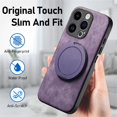 thumbnail image 6 of For iPhone 14 Pro Case Retro Leather Circular Rotating Stand Shockproof Phone Case,Purple,For iPhone 14 Pro, 6 of 7