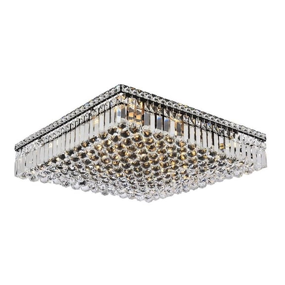 Elegant Lighting Maxime 24" Metal and Crystal Flush Mount in Black Finish