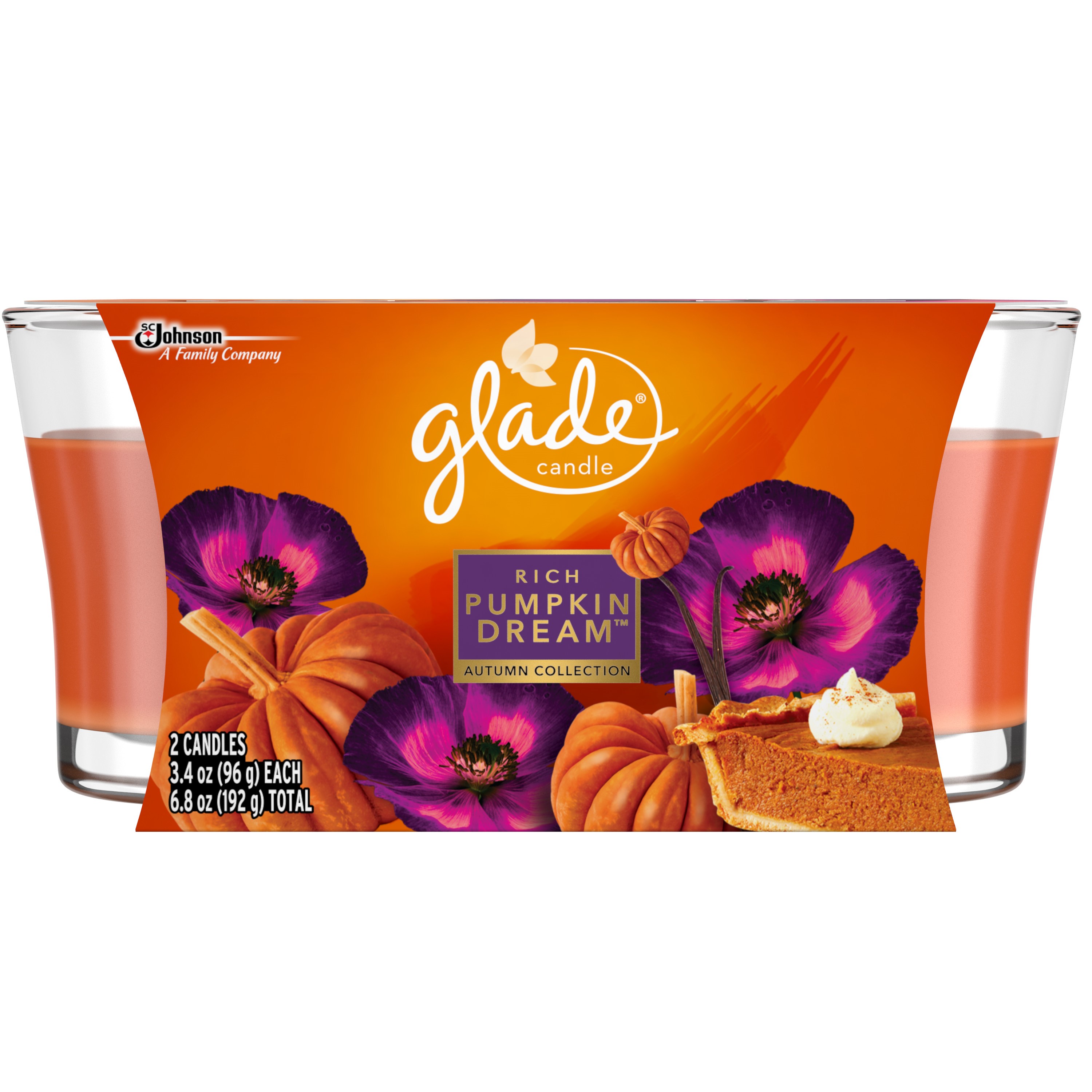 Glade Candle, Rich Pumpkin Dream, 3.4 oz. (Pack of 2)