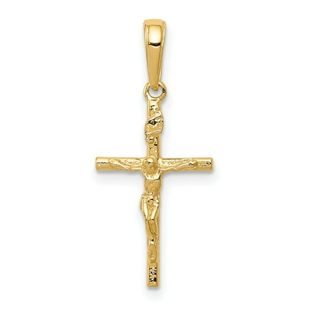 14kt Yellow Gold Inri Crucifix Cross Religious Pendant Charm Necklace Latin Fine Jewelry Ideal Gifts For Women Gift Set From Heart
