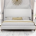 thumbnail image 5 of Merluxy 51.2" King Bed Frame with High Headboard,Upholstered Bed,White, 5 of 9