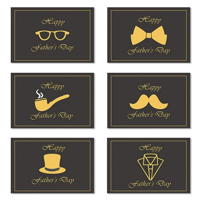 Black & Yellow Happy Father's Day Card – Souew Creative Small Fresh Blessing Card for Dad, Gratitude Greeting (Envelope Not Included)