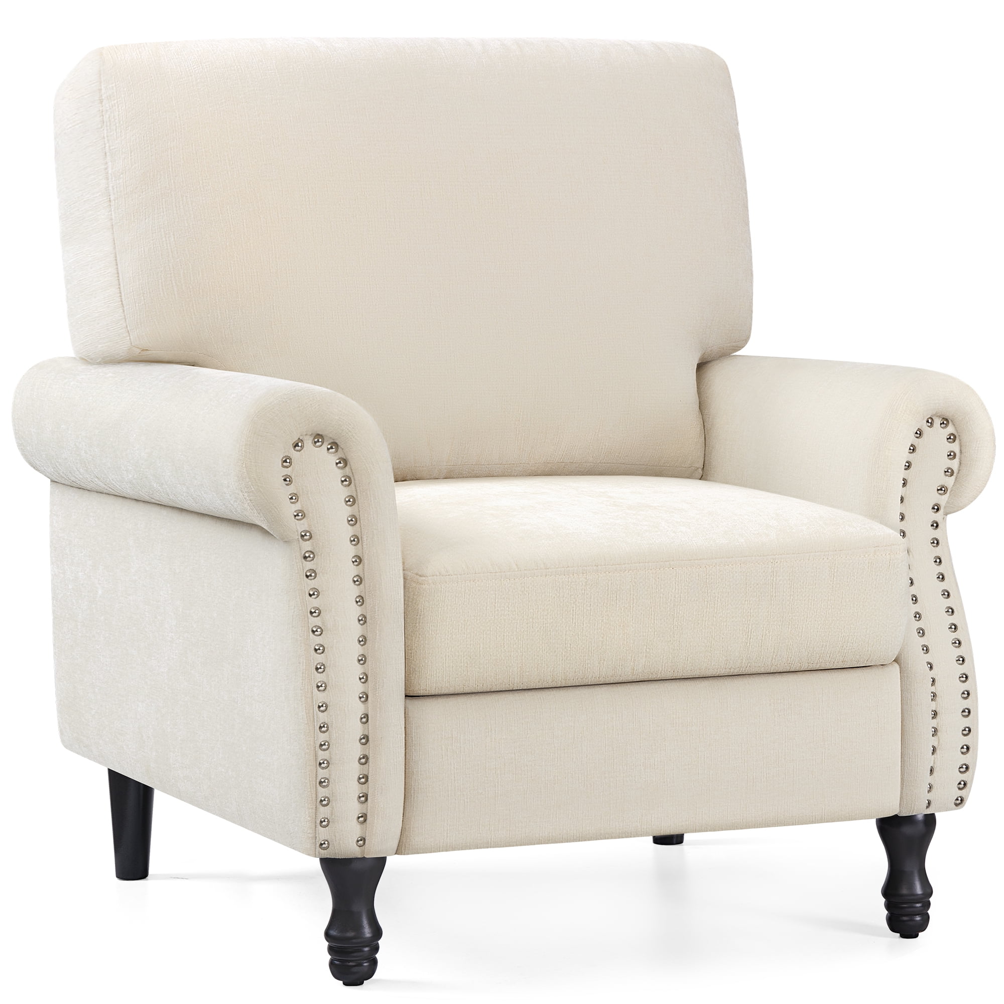 COOLHUT Modern Accent Chair Armchair, Linen Fabric Upholstered Comfy Single Sofa with Solid Wood Frame for Living Room, Beige