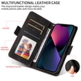 thumbnail image 3 of Designed for iPhone 16 Pro Max Case Wallet, Flip Folio Cover with Embossed PU Leather Stand Credit Card Holders Slots Wrist Strap Full Body Protection Phone Case for iPhone 16 Pro Max - Black, 3 of 13
