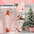 thumbnail image 4 of Pink Christmas Shower Curtain Cute Gingerbread Snowflake Shower Curtain for Christmas Bathroom Decor Xmas Candy Stars Holiday Home Decor Bath Curtain for Kids Girls, 72 X 72 Inch, 4 of 6