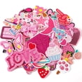 thumbnail image 1 of Parches termoadhesivos AUGSUN bordados en rosa, 60 unidades, para niñas, 1 of 7
