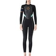 thumbnail image 2 of Maillot de Bain Multicolore Col Rond d'Une Seule Pièce Manches Longues Style Simple Ensemble de Plongée Réglable Élastique Maillot de Bain Vêtements Maillots de Bain Noir S, 2 of 7