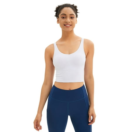 Fjuchai Womens Bra Tops Removable Padded Tank Underwear Yoga Fitness Vest Bras S-XXL