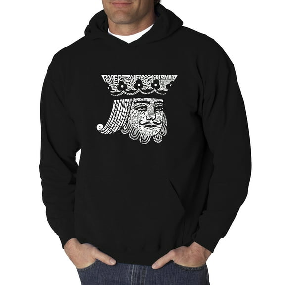 LA Pop Art Men's Word Art Hooded Sweatshirt - King of Spades