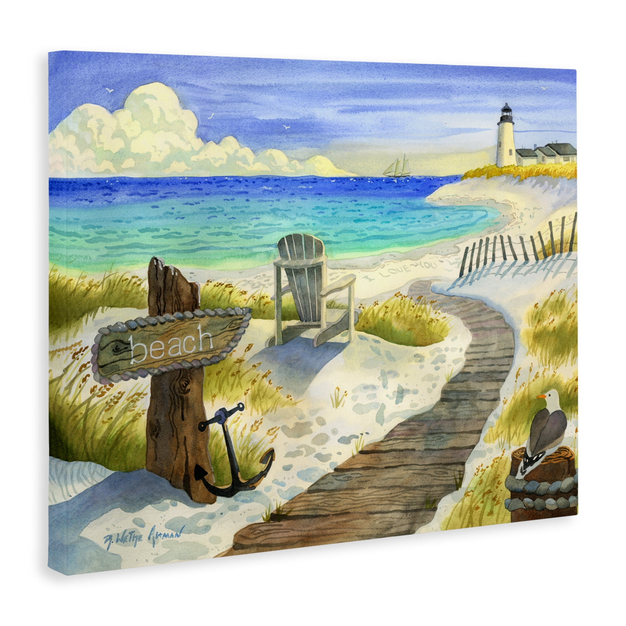 Stupell Industries Boardwalk To The Lighthouse Canvas Wall Art, design by Robin Altman